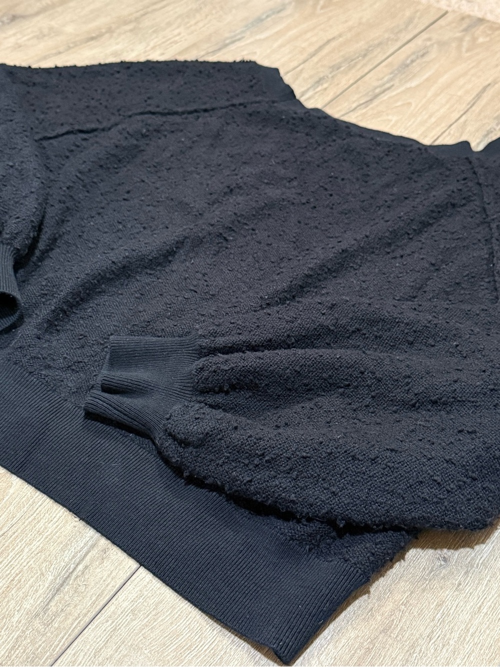 Free People Found My Friend Pullover Black Textured Sweatshirt Size Small - Picture 5 of 12